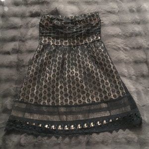 Black Strapless Cocktail Dress with Crochet Fabric (Size: Medium) - NWOT
